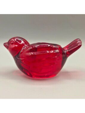 Ruby Red Glass Bird Tealight Candle Holder Indiana Glass Decorative Accent
